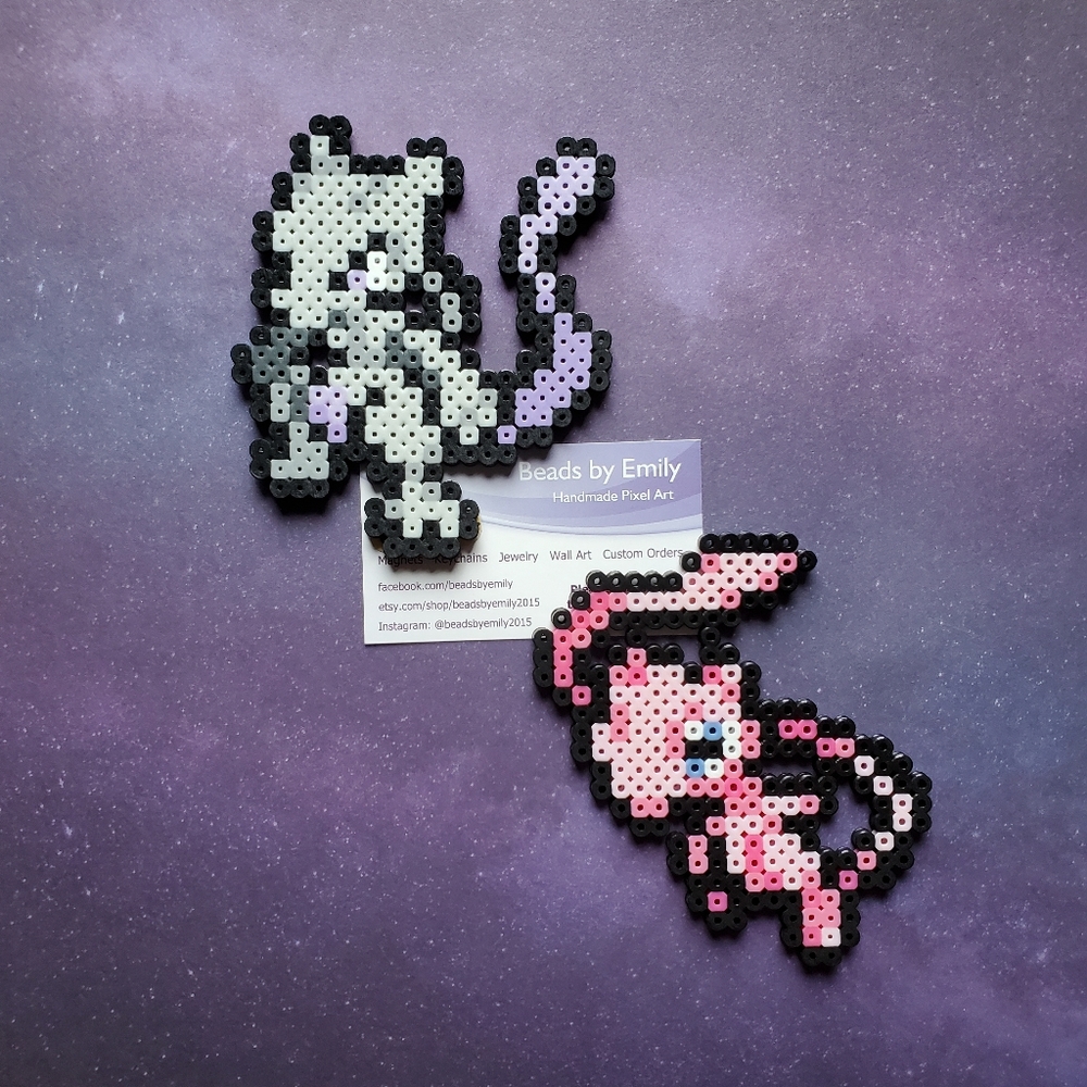 Mewtwo & Mew Magnets - Handmade Pokemon Home Decor - Game Room, Kids Room